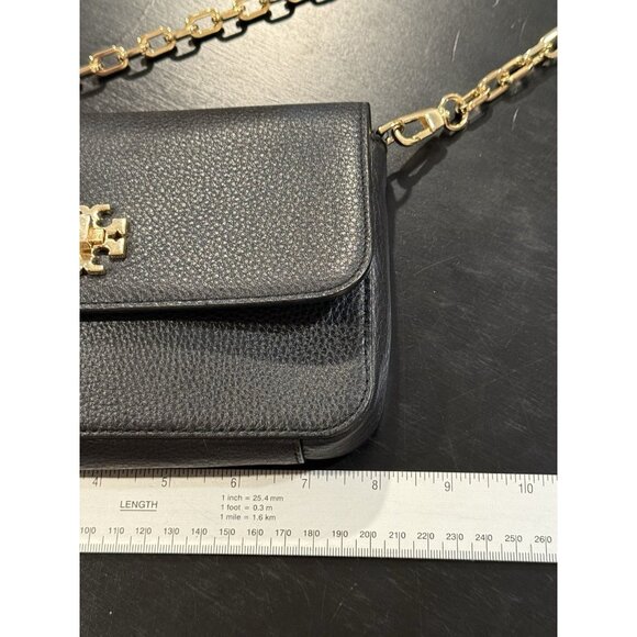 Tory Burch Mercer Chain Pebble Leather Black Turn Lock Crossbody Bag Purse Dust - Picture 10 of 12